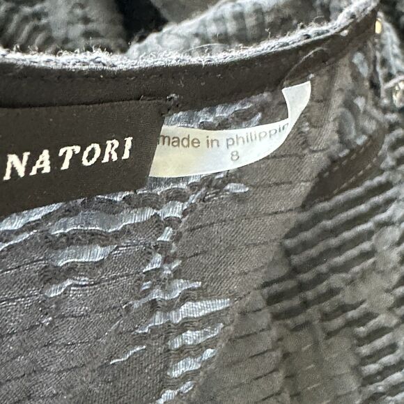 Josie Natori 8 Sleeveless Belted Jacquard Fit-&-Flare Floral Gray  Dress Unlined - Picture 9 of 13